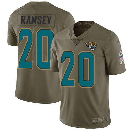 Nike Jacksonville Jaguars #20 Jalen Ramsey Olive Men Stitched NFL Limited 2017 Salute to Service Jersey